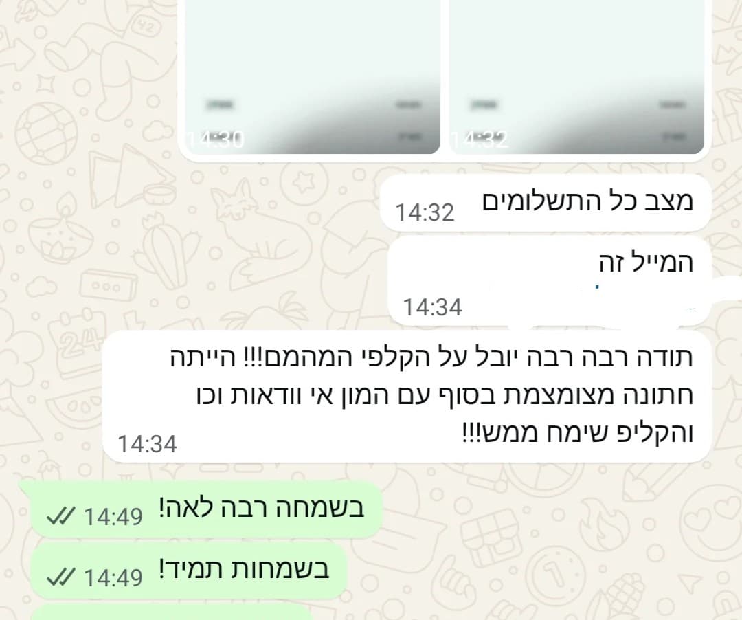 תודה רבה על הקליפ המהמם, הקליפ שימח ממש